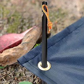 Jzhen Pack of 12 Aluminium Tent Pegs, Black Tent Hooks, Sand Pegs, Heavy Duty Tri-Beam Metal Pegs for Camping, Beach, Tent