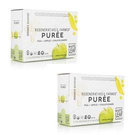 White Leaf Provisions Biodynamic & Organic Baby Food/Snacks — Pea, Apple & Cauliflower Unsweetened Baby Puree Pouches — Squeezable Baby Food & Toddler Snack – 24 x 90g Organic Fruit Pouches