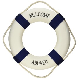 Oliasports Welcome Aboard Cloth Life Ring Navy Accent Nautical Decor 13.5" New - Decoration Only