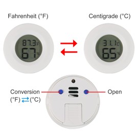 ALMOCN 4 x Mini LCD Digital Thermometer Temperature Humidity Tester Hygrometer for Fridge Aquarium -50°C ~ + 70°C (White)