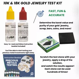 JSP Gold Testing Kit 10k & 18k Solution Acid with Scratch Stone Test Detector Metals
