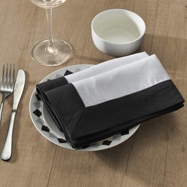 Simple&Opulence 100% Linen Basic Cloth Napkin 18x18inch Set of 4 for Dinner,Parties,Picnic,Tailored with Border