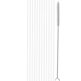 Set of 6 reusable straws with cleaning brush, 10mm diameter, plastic