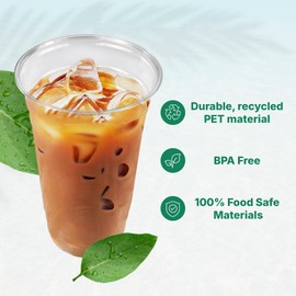 Klex 20 oz Clear Plastic Cups, 600 Pack Disposable PET Cold Cup for Party, Iced Coffee, Cold Beverage