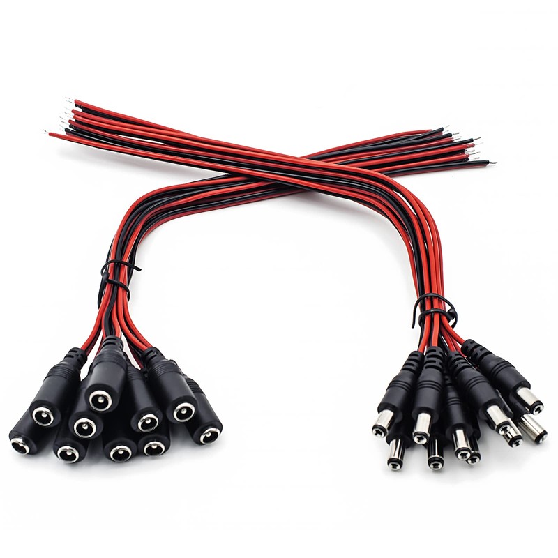 12V 5A DC Pigtail Power Cord (Real 18AWG), w/Male Female