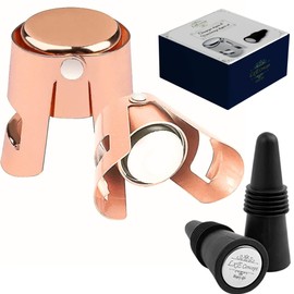 Champagne Stoppers for Sparkling Bottle Sealing - Saver Accessories Toppers for Wine Napa Moet Bottega - Cone-shaped wine stoppers and Dual-sided Stainless Steel Cover Bottles Set (Pink 2 & 2)