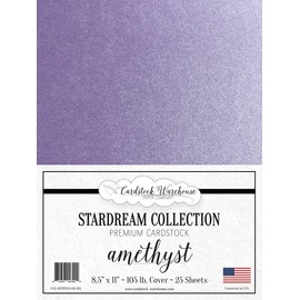 Cardstock Warehouse Stardream Amethyst Purple - 8.5 x 11" - 105 Lb. / 284 Gsm Metallic Premium Cardstock Paper- 25 Sheets