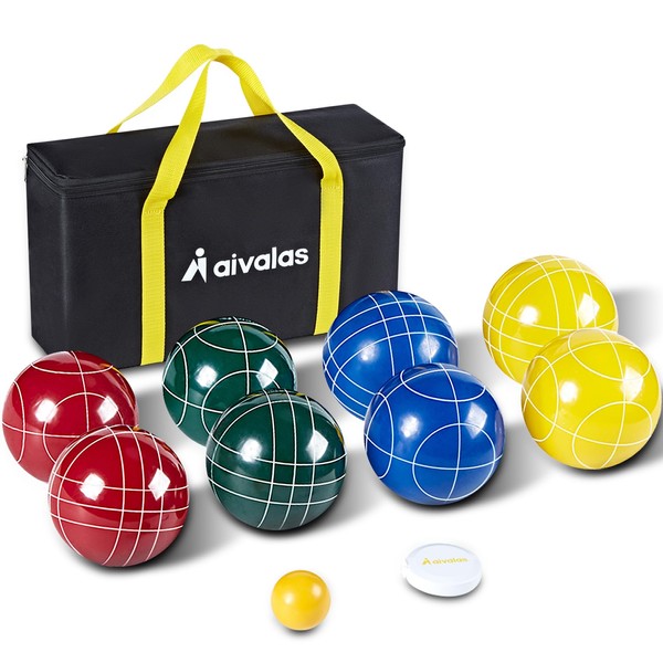 Aivalas Bocce Ball Set, 90mm Bocci Ball Set with 8