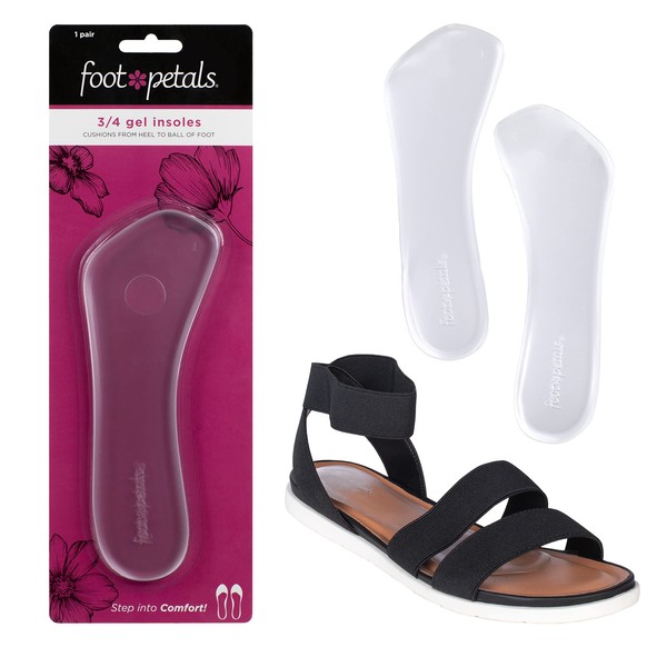 Foot Petals Women's ¾ Insole Comfort Cushion, Clear Gel, One Size