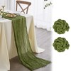Nialnant 2 Pcs Grass Green Cheesecloth Table Runner, Farmhouse Table
