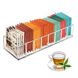 Caja para Té de Bolsa con 8 Compartimentos, Organizador de Te para Infusiones, Organizador Caja para Bolsas de Té Caja de Plástico para Té, Paquete de Azúcar, Especias, Café