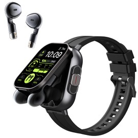 Denash 2 in 1 Smart Watch with Headphones, 2.01 Inch HD Smartwatch with Phone Function, 100+ Sports Modes, IP67 Waterproof, Sports Watch with Heart Rate Sleep Monitor Pedometer for Android iOS (Black)