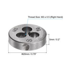 sourcing map 2pcs Round Threading Dies, Metric M3 x 0.5 Thread (Right Hand), Alloy Tool Steel Screw Cutting Die Repair Tool