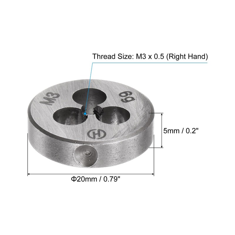 sourcing map 2pcs Round Threading Dies, Metric M3 x 0.5