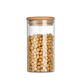 2 Pack 250ml 8.5oz Clear Glass Food Storage Jars Containers with Airtight Bamboo Lids Glass Airtight Canisters Cereal Dispenser Jars Kitchen Canisters for Cookie Candy Snacks Spice Jars