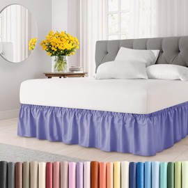 Falda de Cama Queen de Lavanda con Volantes – Volantes de Calidad de Hotel para Camas Queen con 15 Pulgadas - Falda de Cama elástica con Volantes para un fácil Ajuste con Tela cepillada