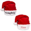 Naughty and Nice Plush Red Holiday Christmas Santa Hats (Naughty