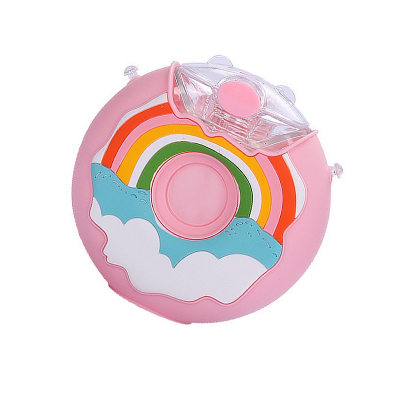 Doughnut Bottle 380ML Cute Leakage Proof Portable BPA Free Silicone