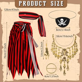Vifcotlyp Women's Pirate Costume, Pirate Costume Accessory for Women, Pirate Accessories, Pirate Outfit, Women's Pirate Accessories with Pirate Skirt, Pirate Headscarf, Pirate Necklace for Carnival