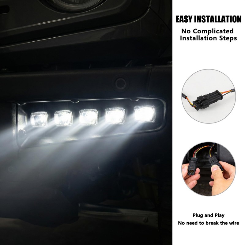 Led DRL Fog Lights with Amber Turn Signal for Bronco