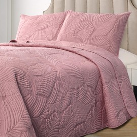 Petrichor Rose Plush Bedspread Queen Size - All-Season Quilt with High-Relief Texture, Cozy Fabric, Comforter & Bed Cover, 3-Piece Set: 1 Quilt (90"x96") and 2 Pillow Shams (20"x26")
