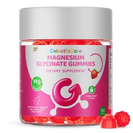 CelestiaCare Magnesium Glycinate Gummies, High Absorption, Muscle & Nerve Support, Calm & Relaxation, Bone Health, Zero Sugar, Vegan, Gluten Free, 60 Count