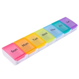 JDYYICZ 1 Pack Pill Box Weekly Pill Organizer, 7 Days One-Time-A-Day, Easy to Open Lids, Pop Up Compartments, Portable for Travels