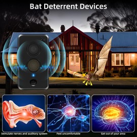 2Pack Ultrasonic Bat Repellent Outdoor for Attic,Bat Deterrent Devices Getting Rid of Bats,Bat Repellent Ultrasonic Indoor to Keep Bats Away from Porch,Rechargeable Bat Repellent Ultrasonic Outdoor
