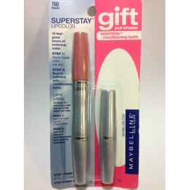 MAYBELLINE SUPERSTAY LIPCOLOR 16 HOURS ( PEACH #760 ) + GIFT SUPERSATY BALM NEW