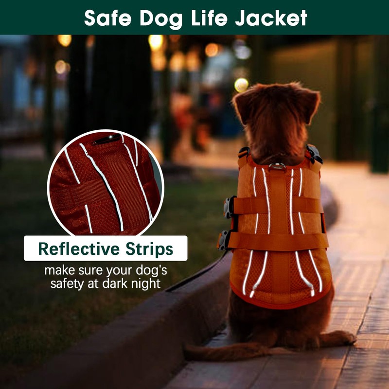 Kuoser Dog Life Jacket High Flotation, Reflective Dogs Life Vest