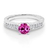 Gem Stone King 1.15 Ct Round Pink Created Sapphire E-F