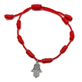 MYSTIC JEWELS By Dalia 7 Knots Red Charm Bracelet Adjustable Evil Eye Protection Good Luck for Men and Women, Polyester
