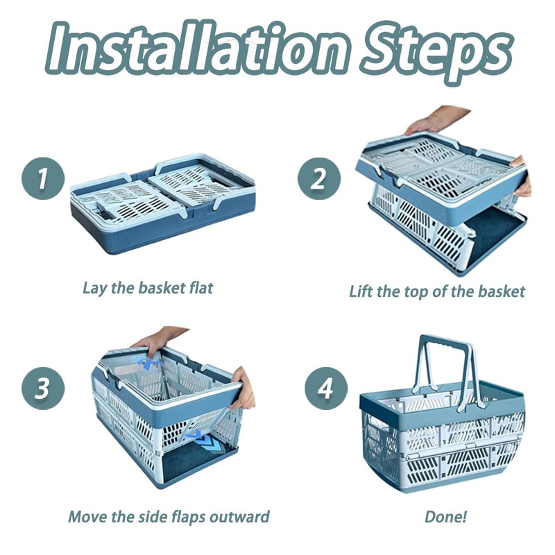 ZANZER Collapsible Storage Crate -9L Foldable Handle Crate Storage Basket