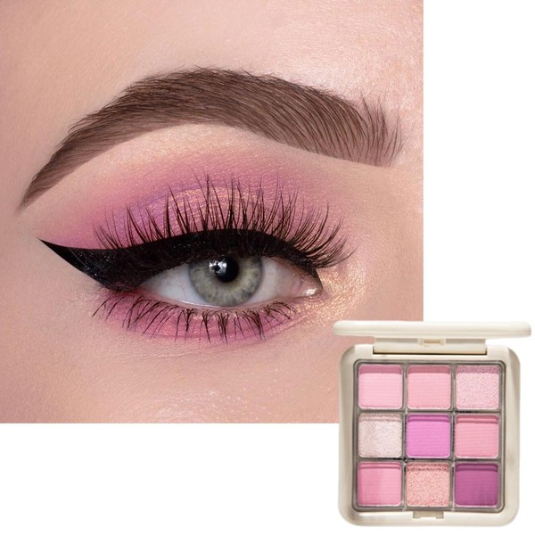 Pink Eyeshadow Palette 9 Color Make-Up Palettes, Glitter Eyeshadows Nude