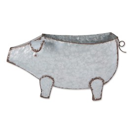 Accent Plus Pig Galvanized Wall Planter, 16.75x3.75x10.75