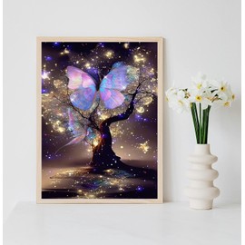cdsnxore Diamond Art Kits for Adults, Glitter Tree 5D Diamond Painting Kits, Home Decor Gift, 30x40 cm (Purple)