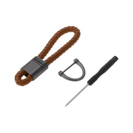 Partuto 1 Set Universal Car Keychain - Car Home Women Men Key Chain with Ring Durable - PU Leather Zinc Alloy Brown