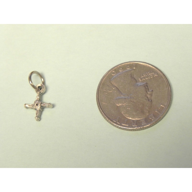 St Brigid Cross Charm TINY Irish Patron Saint Silver Tone