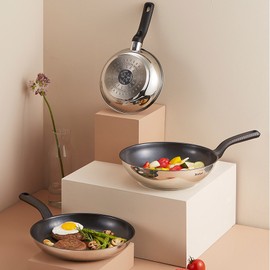 테팔 인덕션 에센스쿡 3종(팬24+28+웍28)(인덕션 사용가능) Induction Essence Cook 3-Piece Set (Pan 24+28 + Wok 28) (For Induction Use)
