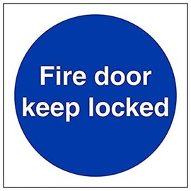 V Safety Fire Door Keep Locked Sign - 100 mm x 100 mm - 2 mm Super Strong PETG
