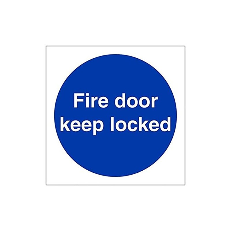 V Safety Fire Door Keep Locked Sign - 100 mm
