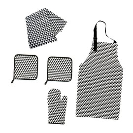 LIFKOME 5pcs Adjustable Cotton Canvas Apron Set Pockets for Kitchen Includes Apron Oven Mitt Heat Resistant and Napkin for Cooking and Baking
