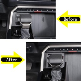 LLKUANG Car Gear Shifter Knob Head Trim Cover Compatible with Toyota Tundra Sequoia 2022 2023 Center Console Gear Shift Head Protection Cover Accessories (Carbon Fiber Pattern(Lower))