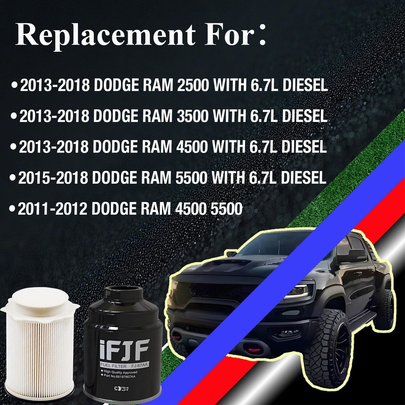 iFJF Fuel Filter/Water Separator for 2013-2018 Dodge Ram 2500 3500