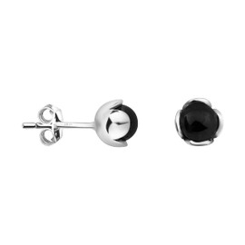 SOFIA MILANI - Women's Earrings 925 Silver - Black Cubic Zirconia Flowers Stud Earrings, Sterling Silver, Cubic Zirconia