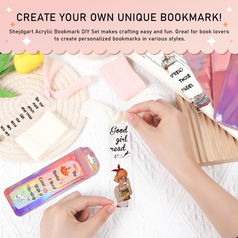Shejdgart Acrylic Bookmark Making Kits - 60 Pcs Clear Acrylic