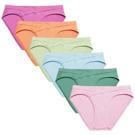 Molasus Cotton Crossover Maternity Underwear Under Bump Pregnancy Bikinis Panties Pack of 6,Multicolor,Small