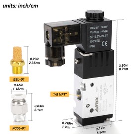 AIRIX 3V110-06 Pneumatic Solenoid Valve DC24V, 2 Position 3 Way, 1/8" NPT, Pilot-Operated Single Coil, Fast Response Electric Air Valve With Junction Box & Quick Connect Fittings