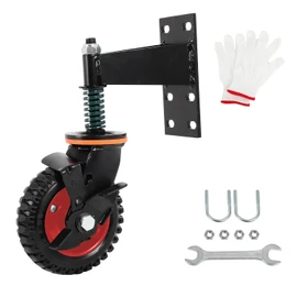 FAHKNS 6" Fence Gate Wheels with Brake, 360 Degree Swivel Spring-Loaded, 500 Lbs Capacity, for Metal Swing Tube Gate Wooden Fence Gate