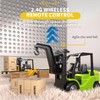 KAIMIO 1/64スケール ミニRC建設車両 ミニフォークリフト/クレーントイ リアトレーラー付き 2.4GHz リモートコントロール 建設車両おもちゃ メタルボディ構造とクールライト(2D-イエロー)